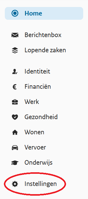 MijnOverheid instellingen